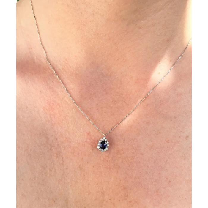 Pırlantalı Safir Kolye